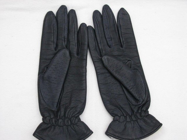 Image 3 of Ladies Leather Navy Gloves - Unused Vintage Size 7