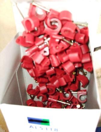 Preview of the first image of Cable Clips Red Round 9-11 mm Pack 1000 nail CHEAPEST.