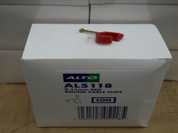 Preview of the first image of Cable Clips Red Round 9-11 mm Pack 5000 nail CHEAPEST.
