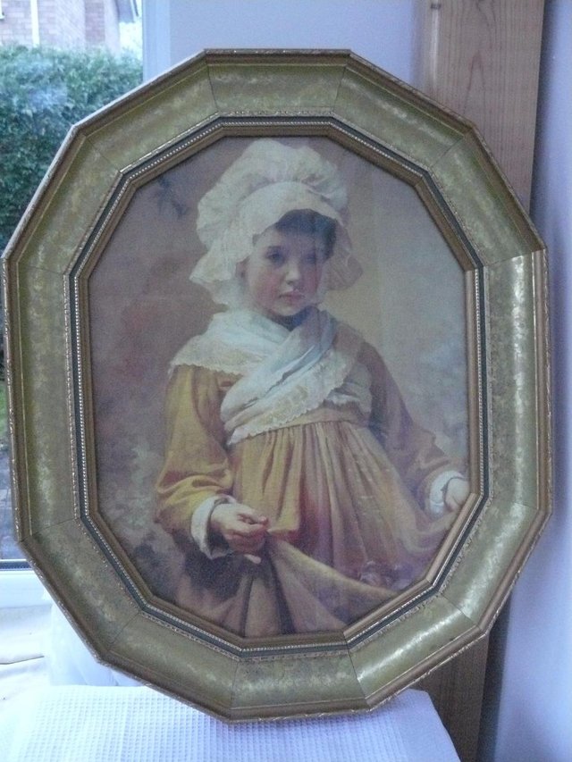 Preview of the first image of Framed Regency/Victorian style print picture of a child.
