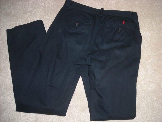 Preview of the first image of Ralph Lauren Navy trousers Boy age 11-12 74cm inside leg.