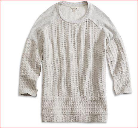 Image 2 of Lucky Brand Heather Grey Woven Mixed Pullover M