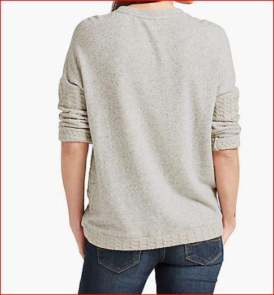 Image 3 of Lucky Brand Heather Grey Woven Mixed Pullover M