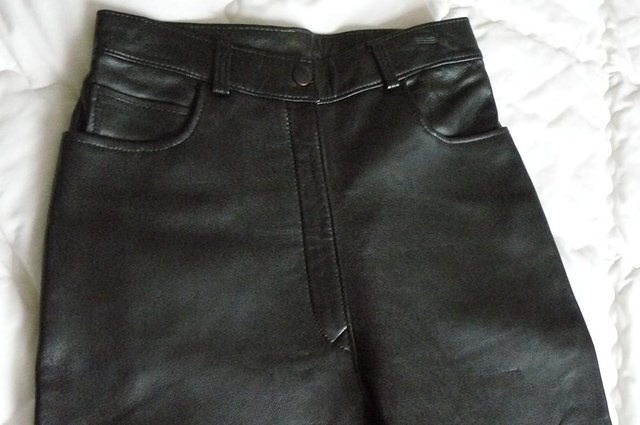 Image 3 of Leather trousers, black, size 12 by Firenze, Vera Pelle.