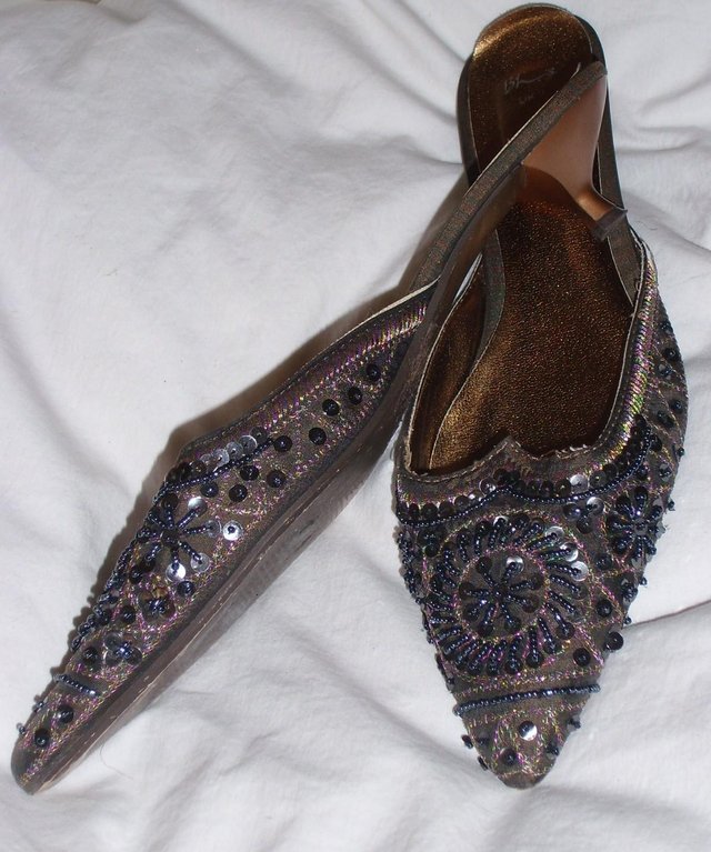 Image 2 of BHS Beaded Grey Shoes – Size 5/38