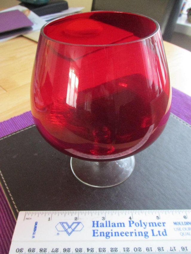 Image 3 of LARGE RED GLASS POSSIBLY 1970'S