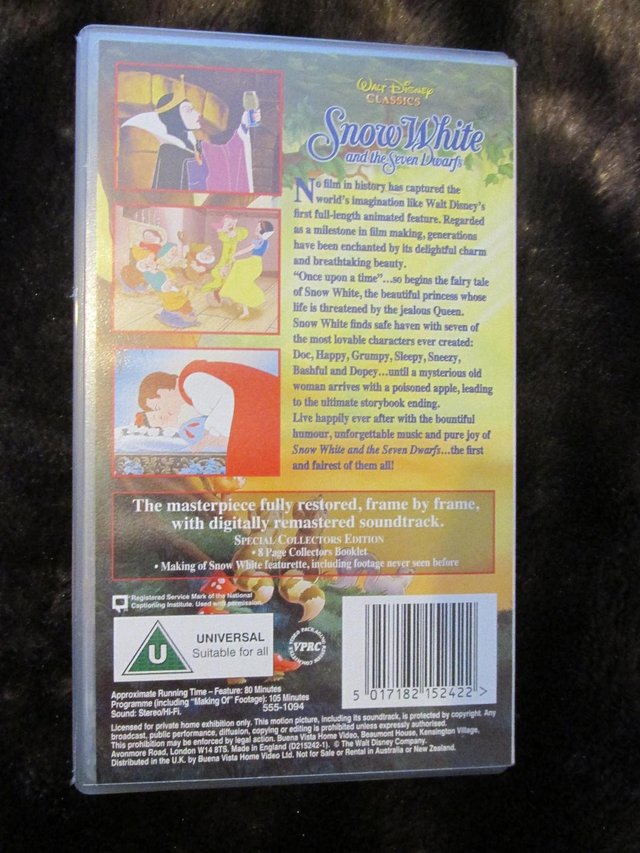 Image 2 of SNOW WHITE AND THE SEVEN DWARFS VHS TAPE