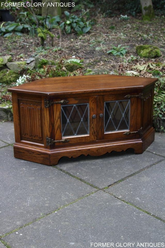 Image 8 of AN OLD CHARM LIGHT OAK CORNER TV DVD CD CABINET TABLE STAND
