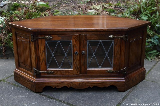 Image 12 of AN OLD CHARM LIGHT OAK CORNER TV DVD CD CABINET TABLE STAND