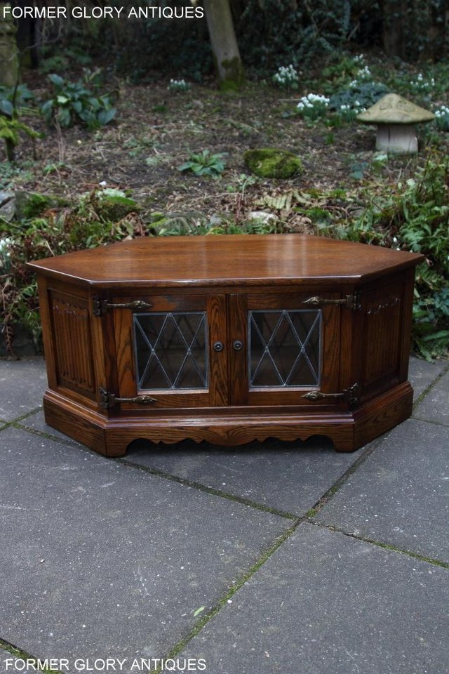 Image 17 of AN OLD CHARM LIGHT OAK CORNER TV DVD CD CABINET TABLE STAND