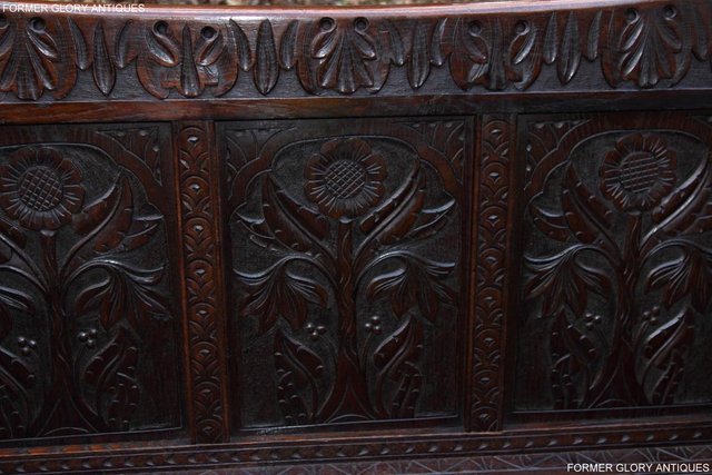 Image 21 of CARVED OAK SETTLE ARMCHAIR MONKS BENCH HALL SEAT PEW CHEST