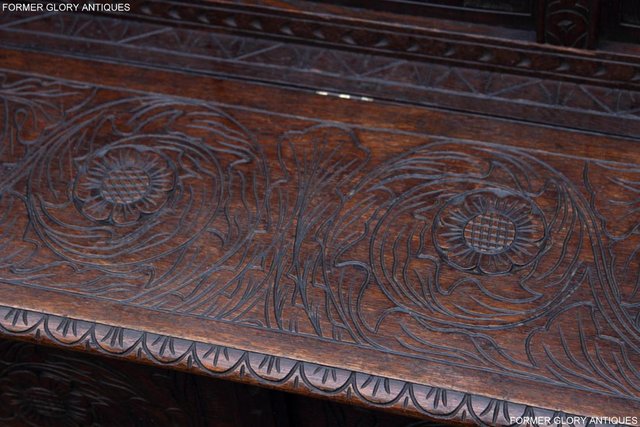 Image 31 of CARVED OAK SETTLE ARMCHAIR MONKS BENCH HALL SEAT PEW CHEST