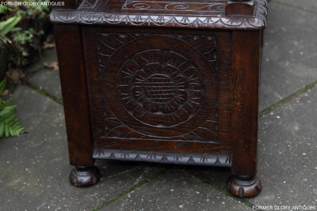 Image 52 of CARVED OAK SETTLE ARMCHAIR MONKS BENCH HALL SEAT PEW CHEST