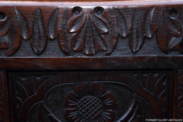 Image 60 of CARVED OAK SETTLE ARMCHAIR MONKS BENCH HALL SEAT PEW CHEST