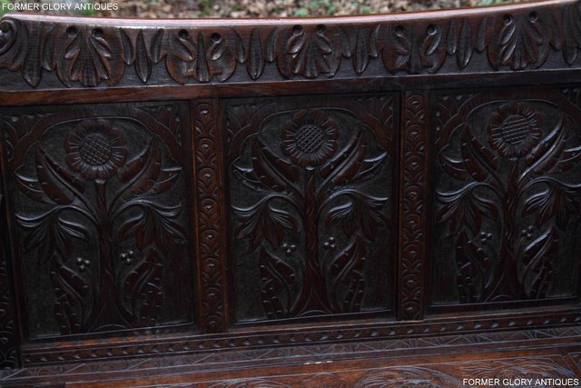 Image 72 of CARVED OAK SETTLE ARMCHAIR MONKS BENCH HALL SEAT PEW CHEST