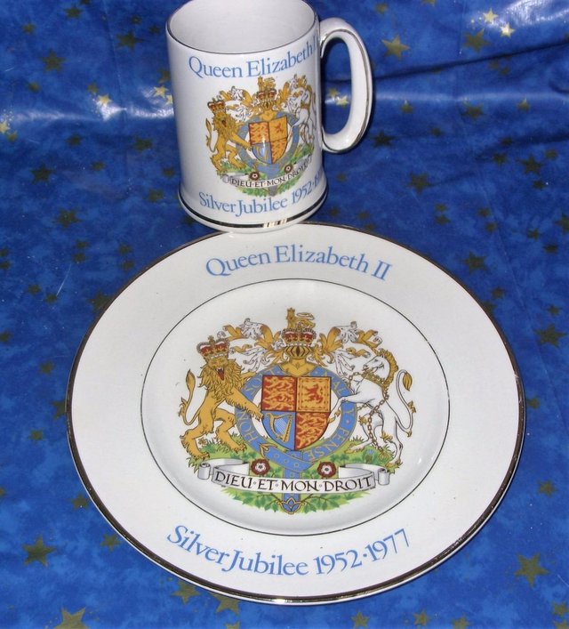 Preview of the first image of Queen Elizabeth II Silver Jubilee Tankard mug matching Plate.