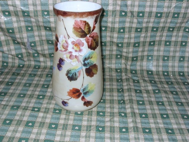Preview of the first image of Pretty Antique English  Glass Vase Hand Painted 26 cm C. 30s.