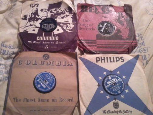 Image 2 of very old 78 rmp records in box
