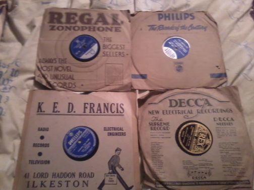 Image 3 of very old 78 rmp records in box