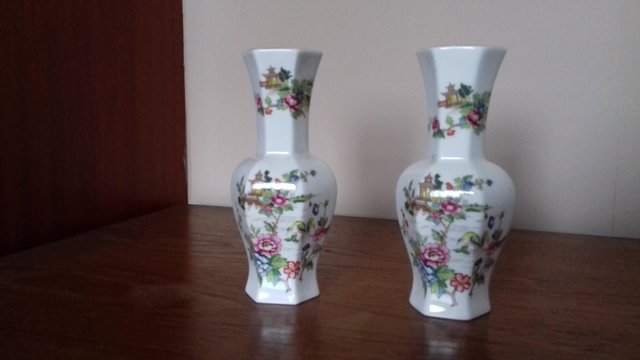 Preview of the first image of Pair of Crown Staffordshire Vases.