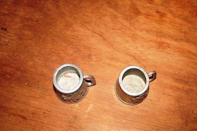 Preview of the first image of Pair Miniature Pewter Tankards.