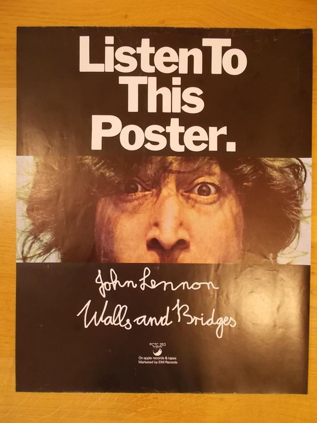 Image 2 of John Lennon Orig Walls & Bridges Poster Very Rare