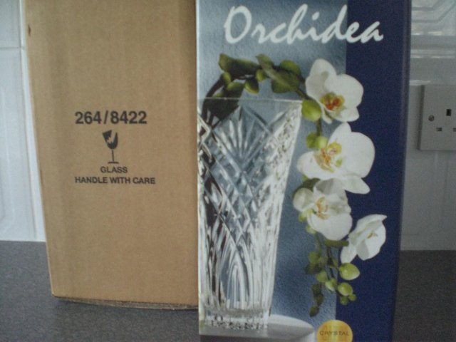 Preview of the first image of Capri 24% Lead Crystal Orchidea clear attractive 30cm vase.