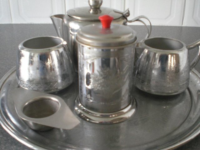 Image 3 of Tea making set, including Tray, sugar bowl, milk jug, Tea ho