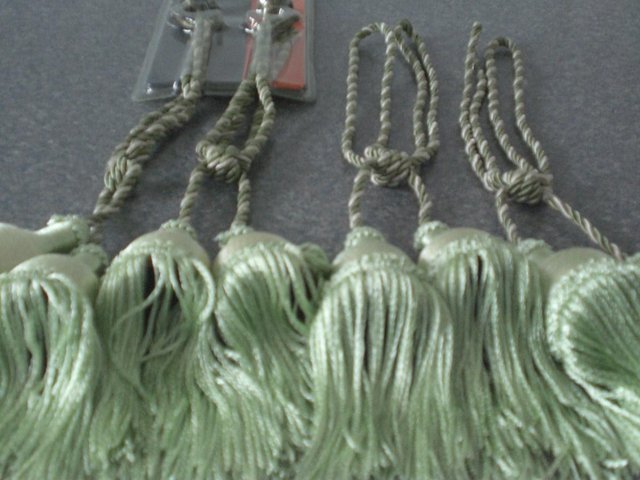 Image 2 of Curtain Tie Backs with tassels (Green and New)