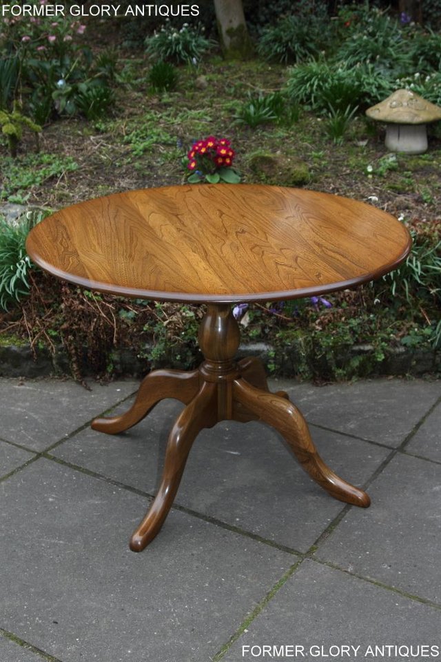 Image 16 of ERCOL GOLDEN DAWN CHESTER ROUND DINING TABLE & FOUR CHAIRS