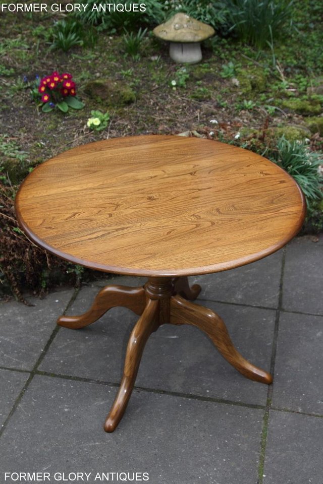 Image 39 of ERCOL GOLDEN DAWN CHESTER ROUND DINING TABLE & FOUR CHAIRS