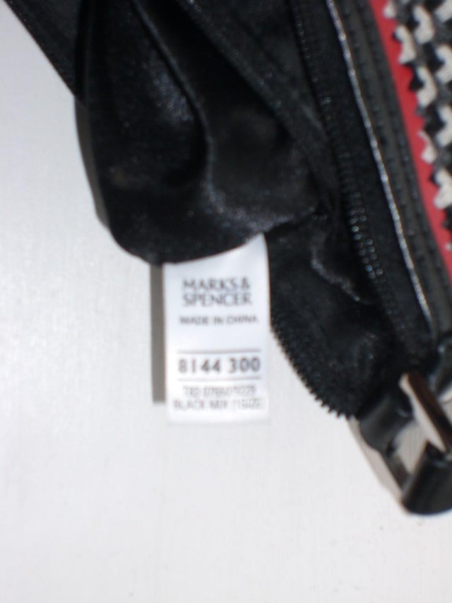 Image 3 of M&S Check Handbag With Red Detail