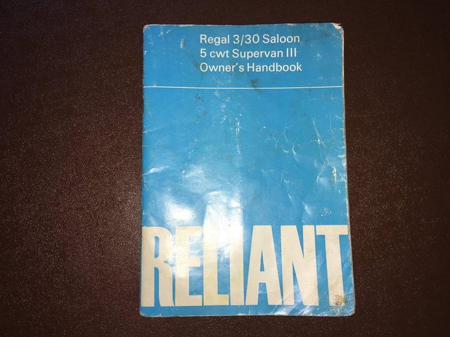 Image 2 of Owners handbook for Reliant Regal 3/30 saloon