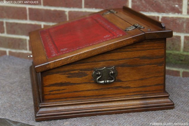 Image 29 of OLD CHARM LIGHT OAK WRITING DESK SLOPE CHEST BIBLE BOX TABLE