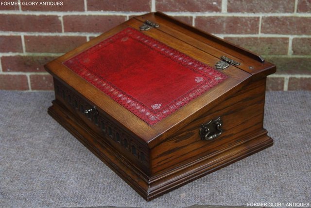 Image 48 of OLD CHARM LIGHT OAK WRITING DESK SLOPE CHEST BIBLE BOX TABLE