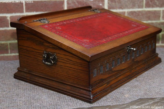 Image 54 of OLD CHARM LIGHT OAK WRITING DESK SLOPE CHEST BIBLE BOX TABLE