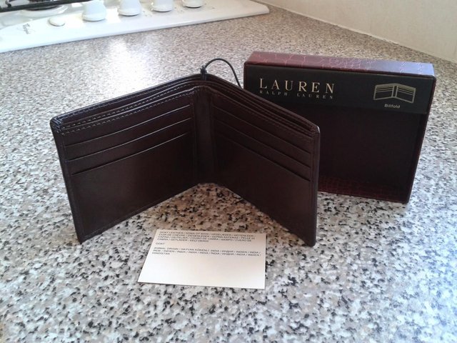 Preview of the first image of Lauren Ralph Lauren Leather Billfold Wallet.