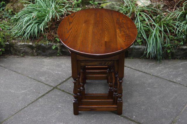 Image 17 of AN OLD CHARM LIGHT OAK NEST OF TABLES COFFEE SIDE WINE TABLE