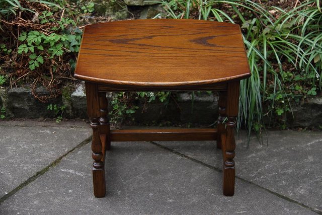 Image 18 of AN OLD CHARM LIGHT OAK NEST OF TABLES COFFEE SIDE WINE TABLE