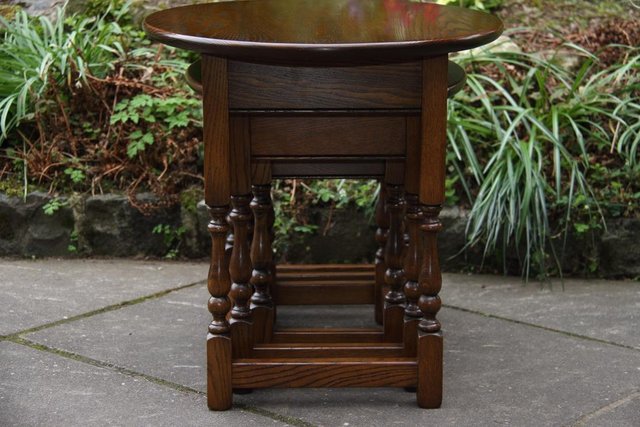 Image 29 of AN OLD CHARM LIGHT OAK NEST OF TABLES COFFEE SIDE WINE TABLE
