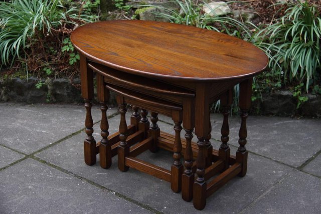 Image 31 of AN OLD CHARM LIGHT OAK NEST OF TABLES COFFEE SIDE WINE TABLE