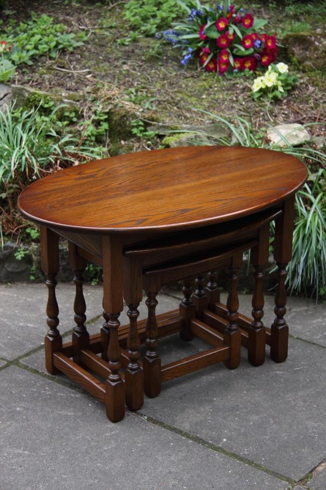 Image 45 of AN OLD CHARM LIGHT OAK NEST OF TABLES COFFEE SIDE WINE TABLE