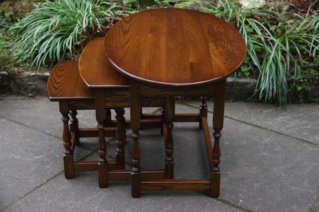 Image 59 of AN OLD CHARM LIGHT OAK NEST OF TABLES COFFEE SIDE WINE TABLE
