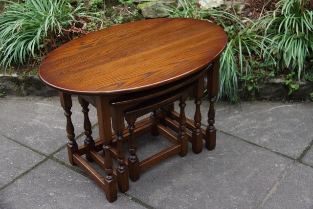 Image 62 of AN OLD CHARM LIGHT OAK NEST OF TABLES COFFEE SIDE WINE TABLE