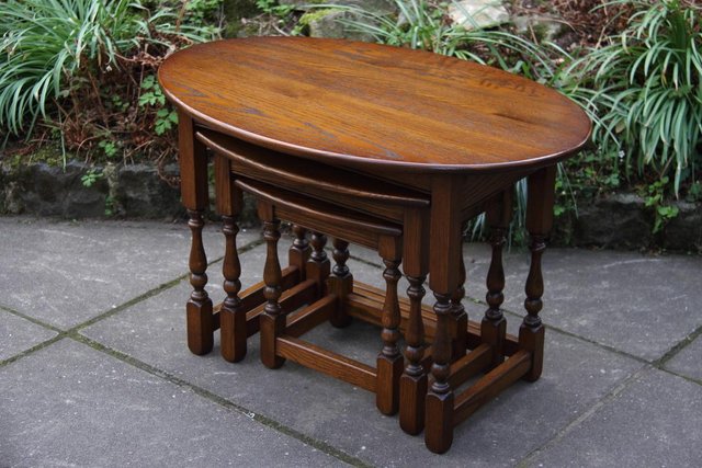 Image 72 of AN OLD CHARM LIGHT OAK NEST OF TABLES COFFEE SIDE WINE TABLE