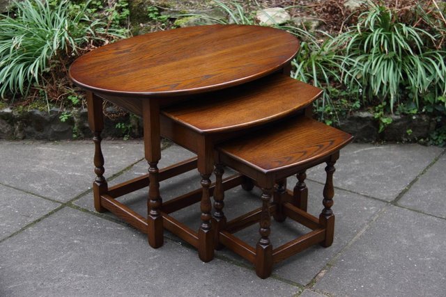 Image 73 of AN OLD CHARM LIGHT OAK NEST OF TABLES COFFEE SIDE WINE TABLE