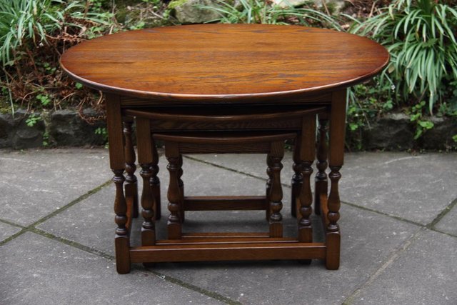Image 84 of AN OLD CHARM LIGHT OAK NEST OF TABLES COFFEE SIDE WINE TABLE