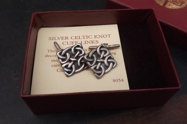 Preview of the first image of Pair of Celtic silver cufflinks.