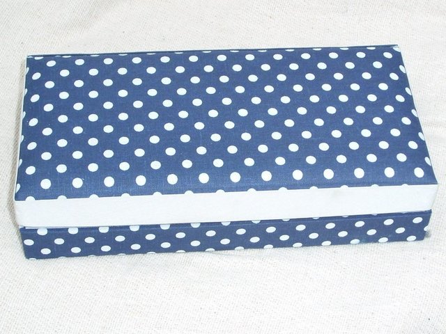Preview of the first image of Jewellery Box - Blue & White Fabric Covered - NEW.