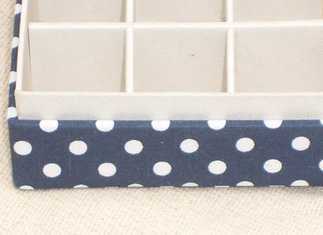 Image 3 of Jewellery Box - Blue & White Fabric Covered - NEW